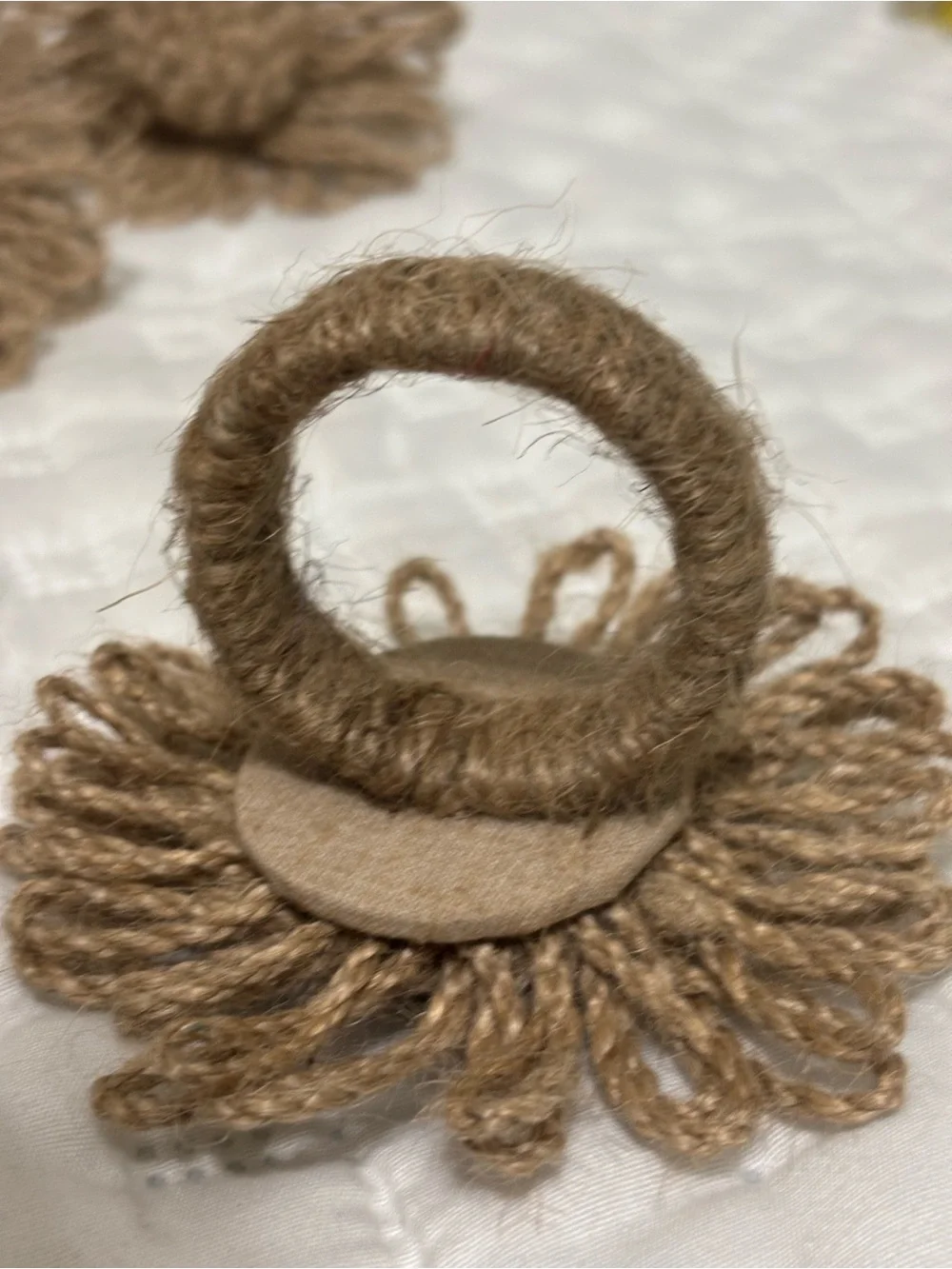 Boho Jute Burlap Flower Napkin Holders Set Of 6 Farmhouse Country Spring